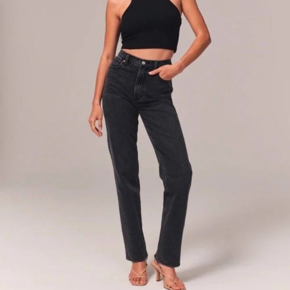 Abercrombie & Fitch The 90's Straight Ultra High Rise curve love Black 27/4 S